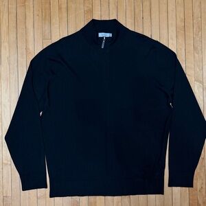 NWOT Canali Cashmere Blend Men’s Black 1/4 Zip Pullover Sweater Sz.60/50US
